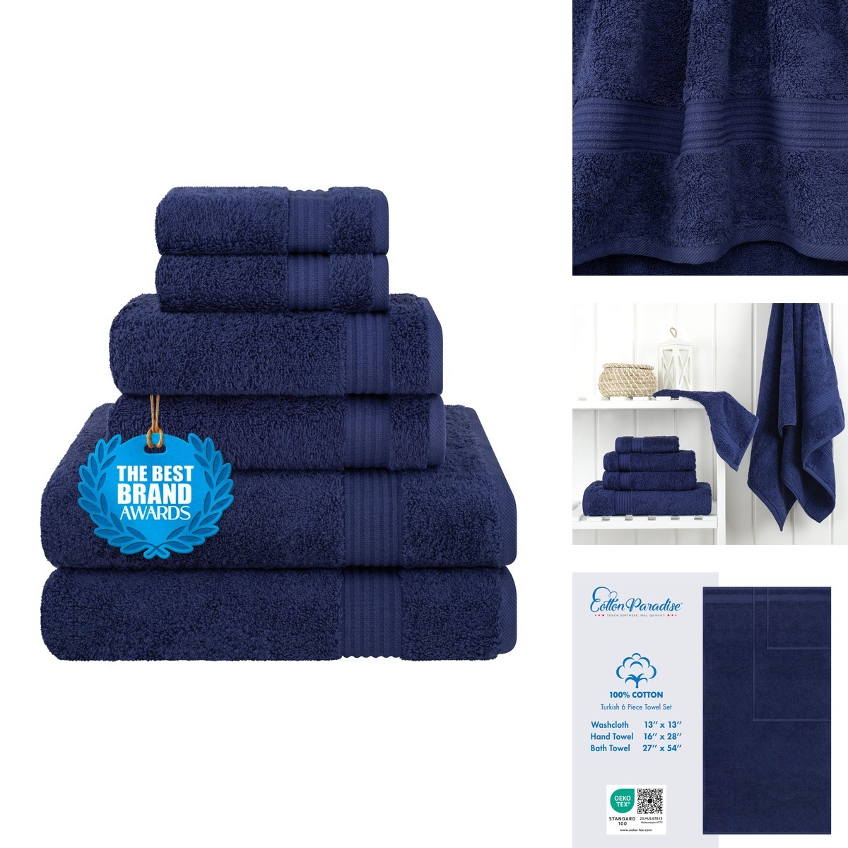 Cotton Paradise Turkish 6 Piece Towel Set Cotton Paradise Turkish 6 Piece Towel Set