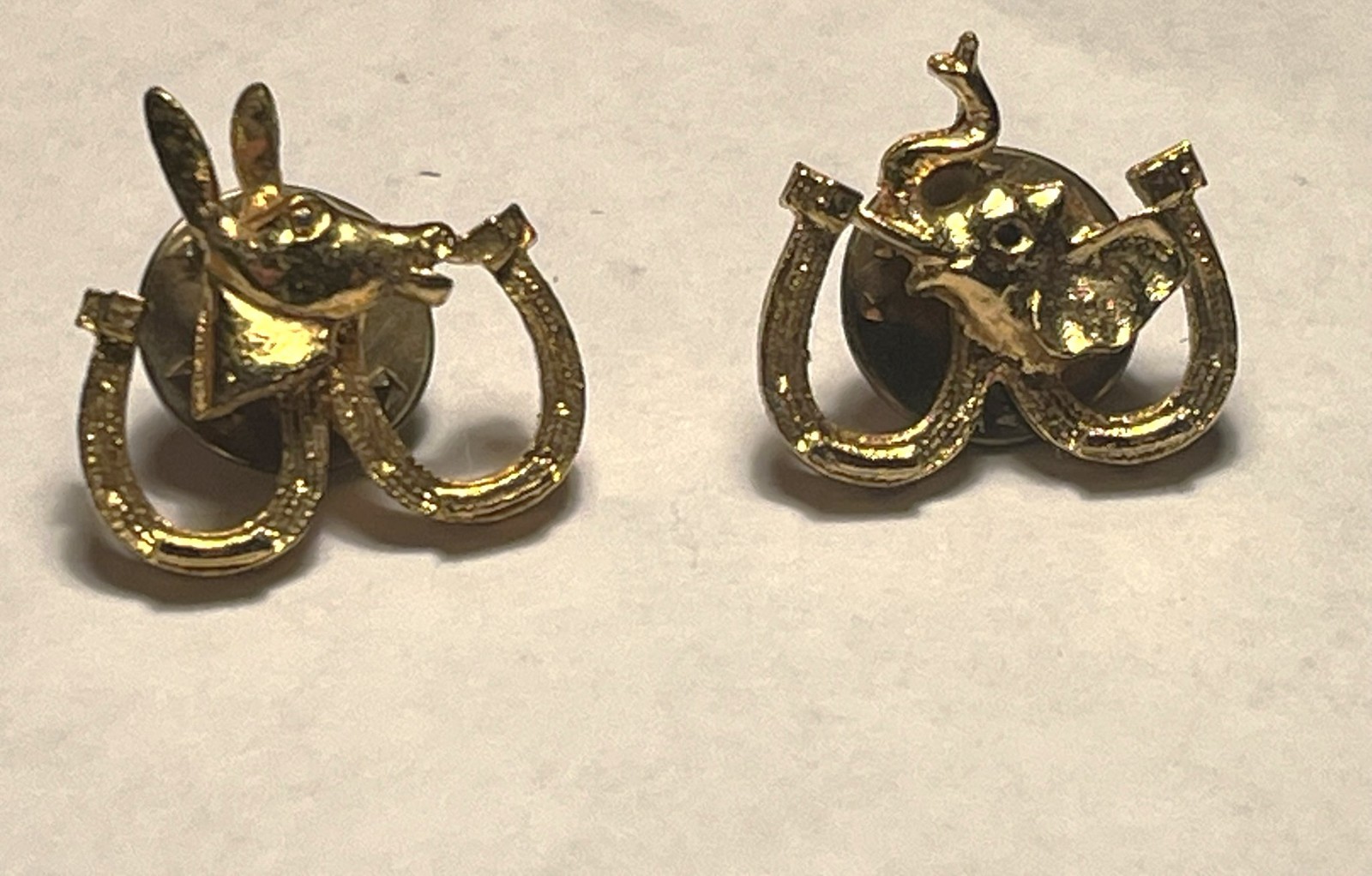 Vintage 1968 Gulf Oil Republican Elephant & Democratic Donkey Political Pins Vintage 1968 Gulf Oil Republican Elephant & Democratic Donkey Political Pins