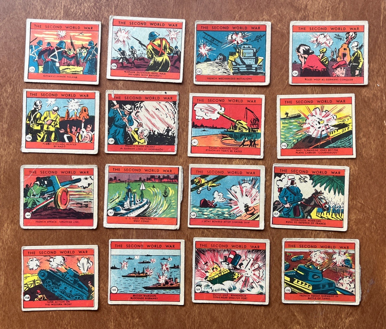1939 R126 Second World War W. S. Corp. 16 Litho Trading Cards (16 / 48 cards)