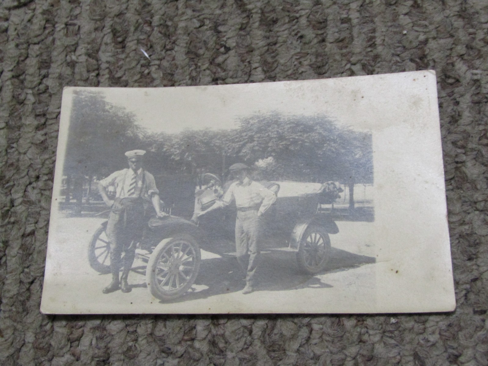 1889? Antique RPPC Pair Of Gentleman Outside of automobile motor car 1889? Antique RPPC Pair Of Gentleman Outside of automobile motor car