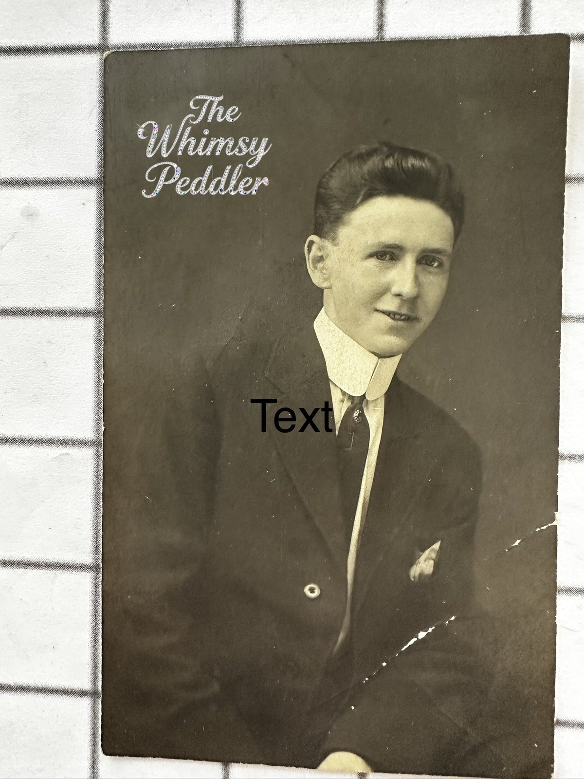 Antique RPPC Young Man Portrait AZO Postcard High Collar Suit c1910s Photo Antique RPPC Young Man Portrait AZO Postcard High Collar Suit c1910s Photo