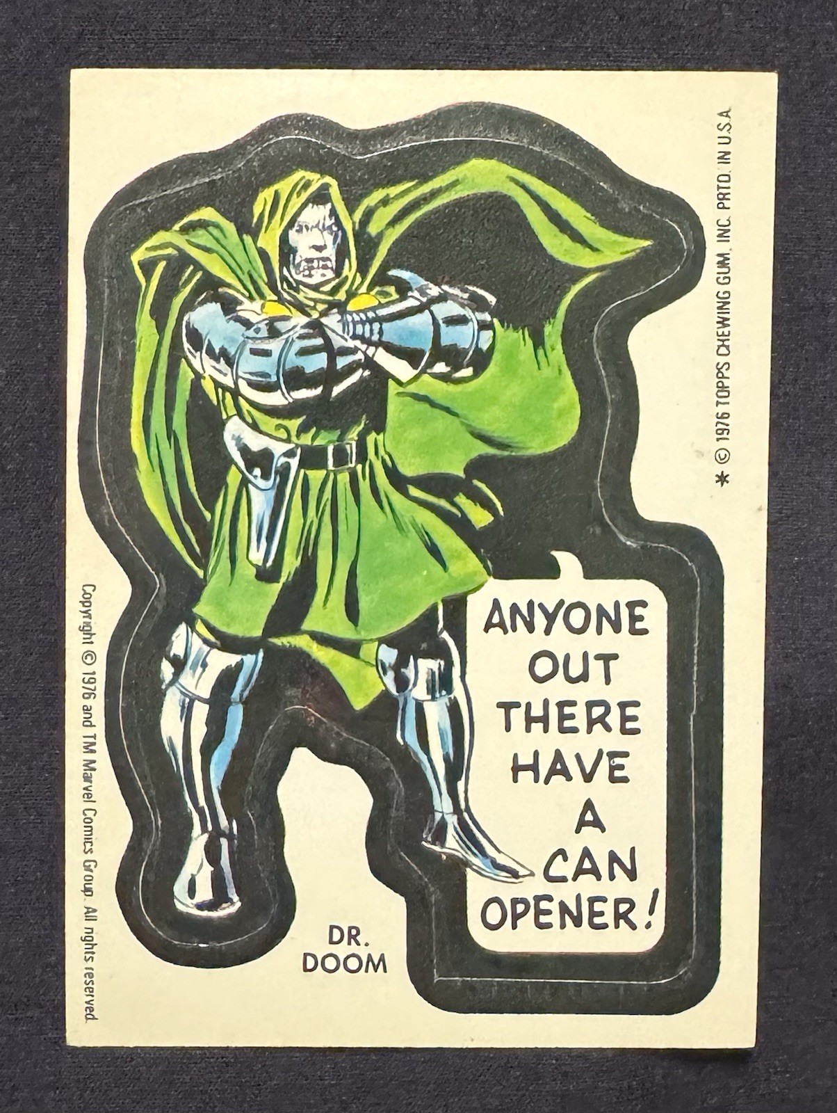 Dr. Doom 1976 Topps Marvel Comic Heroes Superheroes Sticker Card Dr. Doom 1976 Topps Marvel Comic Heroes Superheroes Sticker Card