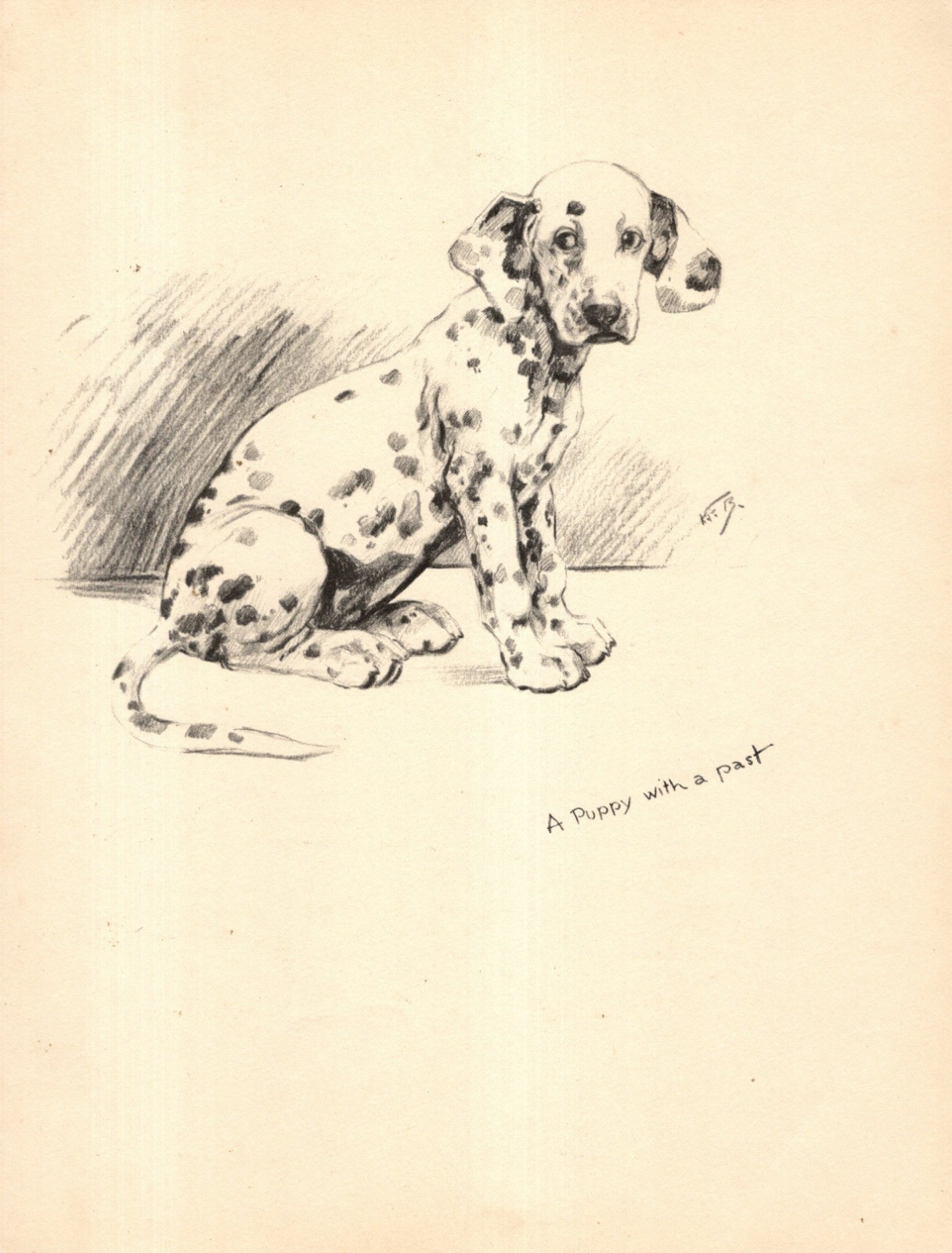 1935 Antique Dalmatian Print K F Barker Vintage Dalmatian Art Illustration 6572Q