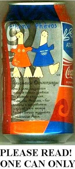 Russia Coca-Cola 2004 Athens Greece Olympic Mascot Russian Coke FULL 355ml CAN