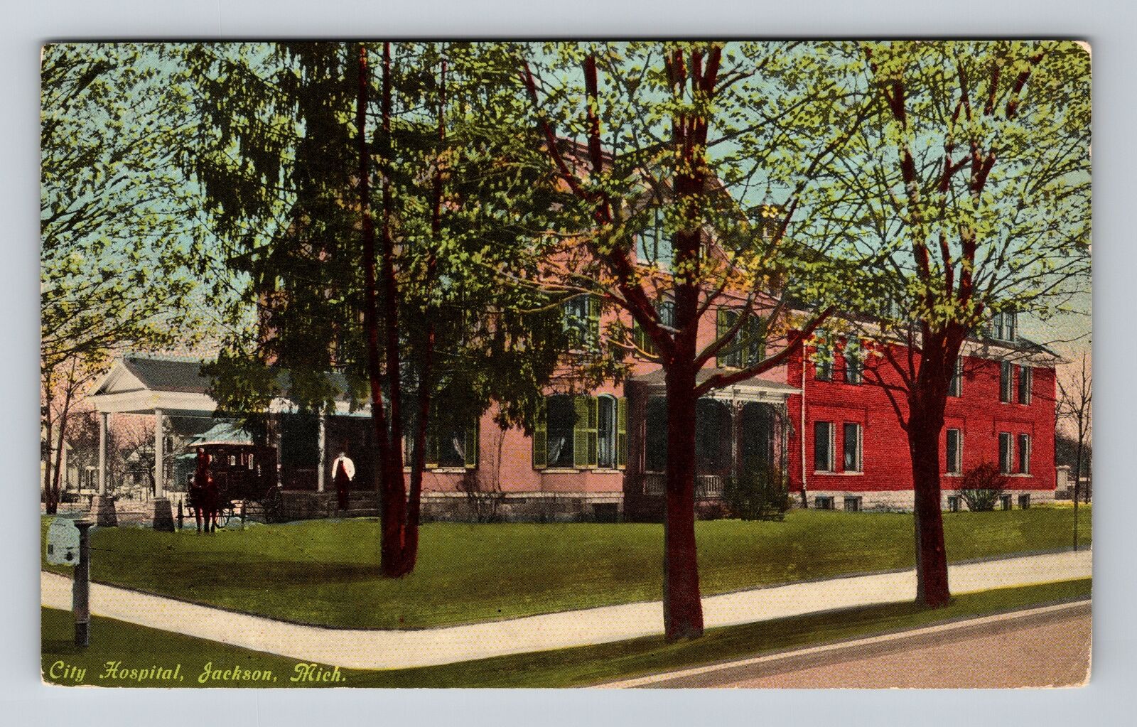 Jackson MI-Michigan, City Hospital, Antique Vintage Postcard