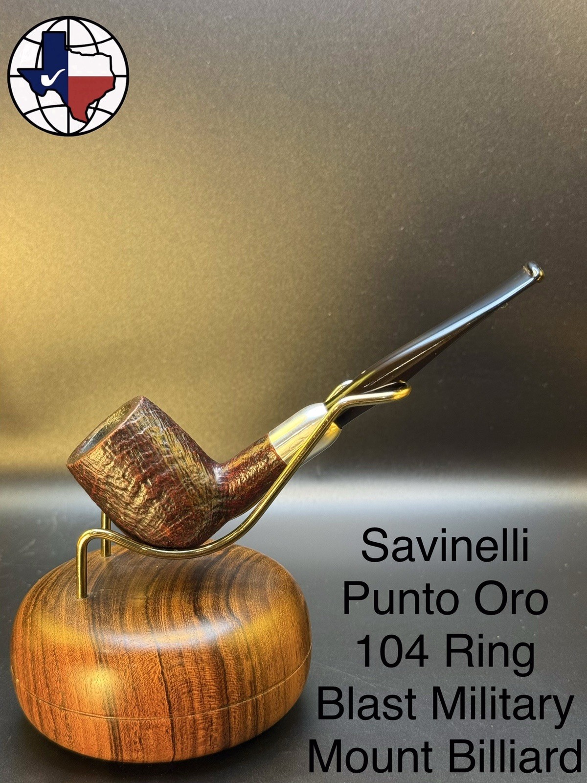 Vintage Savinelli Punto Oro 104 Ring Blast Military Mount Billiard Tobacco Pipe