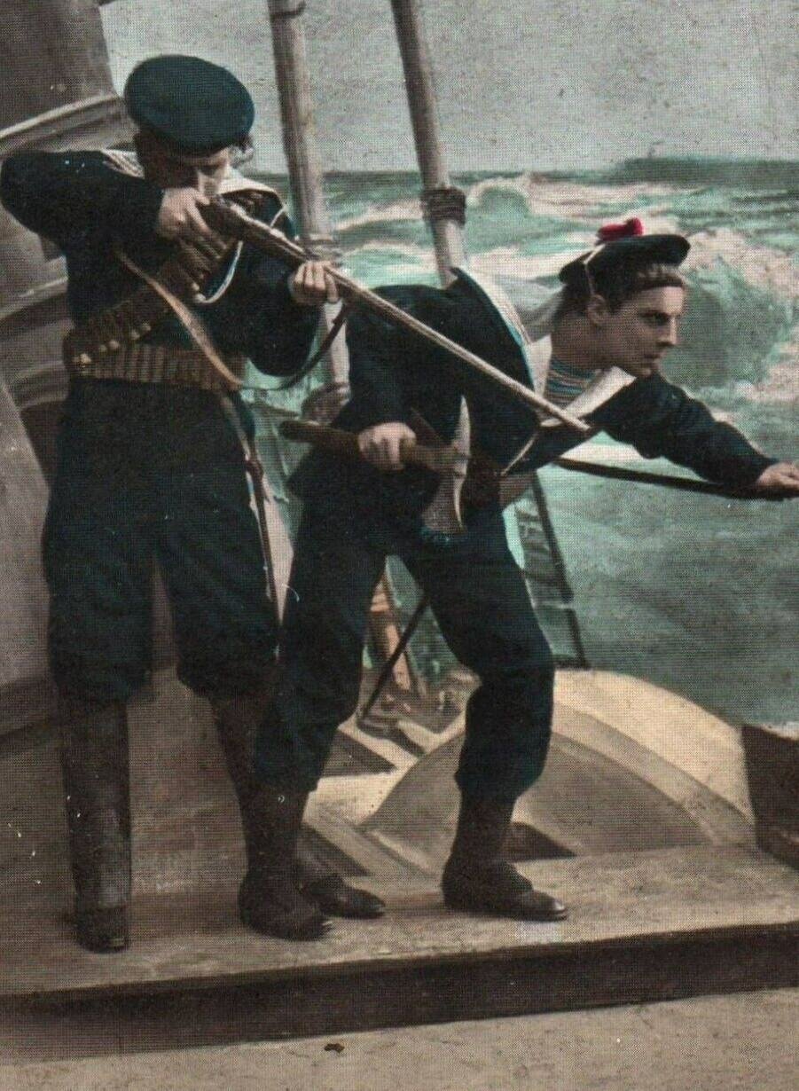 Postcard French Navy c1900s Sailors Fighting Underwater Pirates Postcard French Navy c1900s Sailors Fighting Underwater Pirates