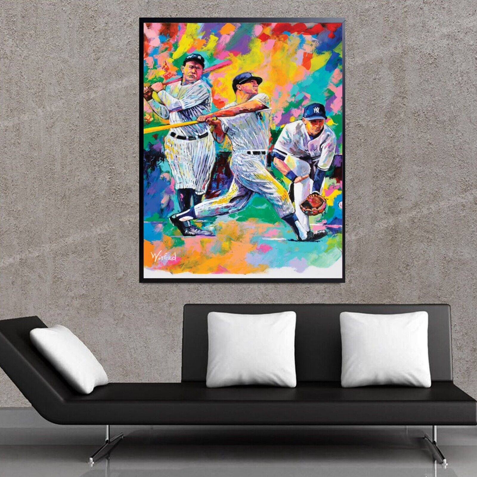 Sale Ruth Mantle Jeter Yankees Hand-Textured 36H X 24W Canvas Giclee 795 Now 275
