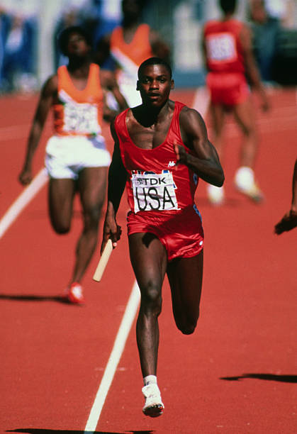 Carl Lewis Of The Usa In Action Athletics 1983 W/C Photo
