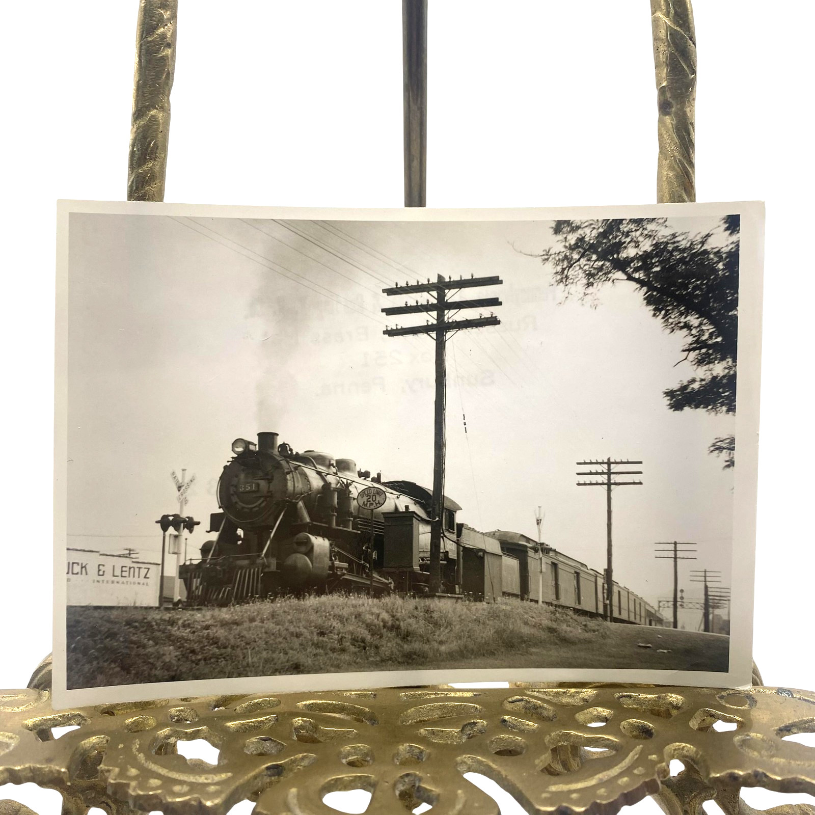 Vintage Pa Lackawanna Reading 351 Steam Locomotive Photo 3.5x5 B&W Gelatin Orig