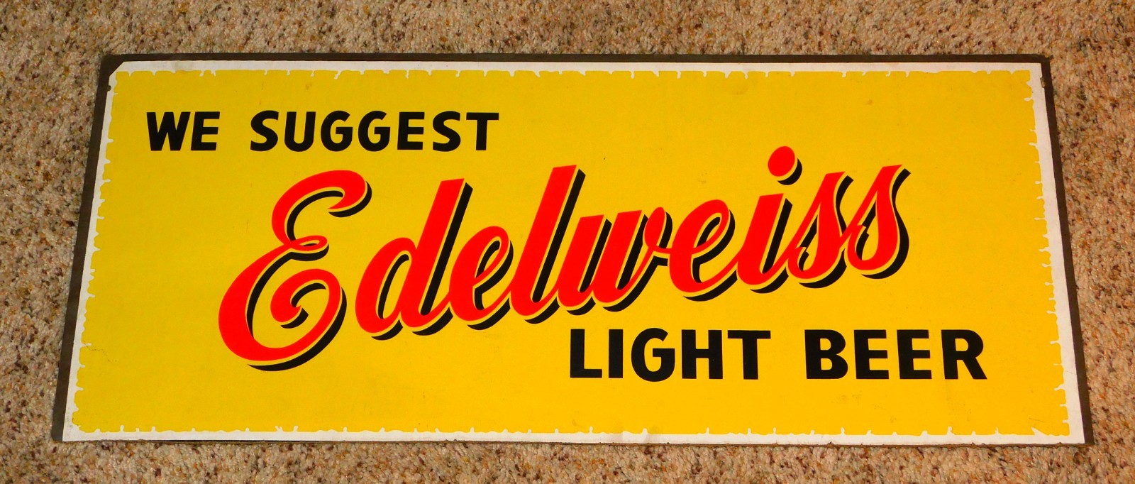 Original Rare 1940s We Suggest EDELWEISS LIGHT BEER Heavy Cardboard 24 Original Rare 1940s We Suggest EDELWEISS LIGHT BEER Heavy Cardboard 24