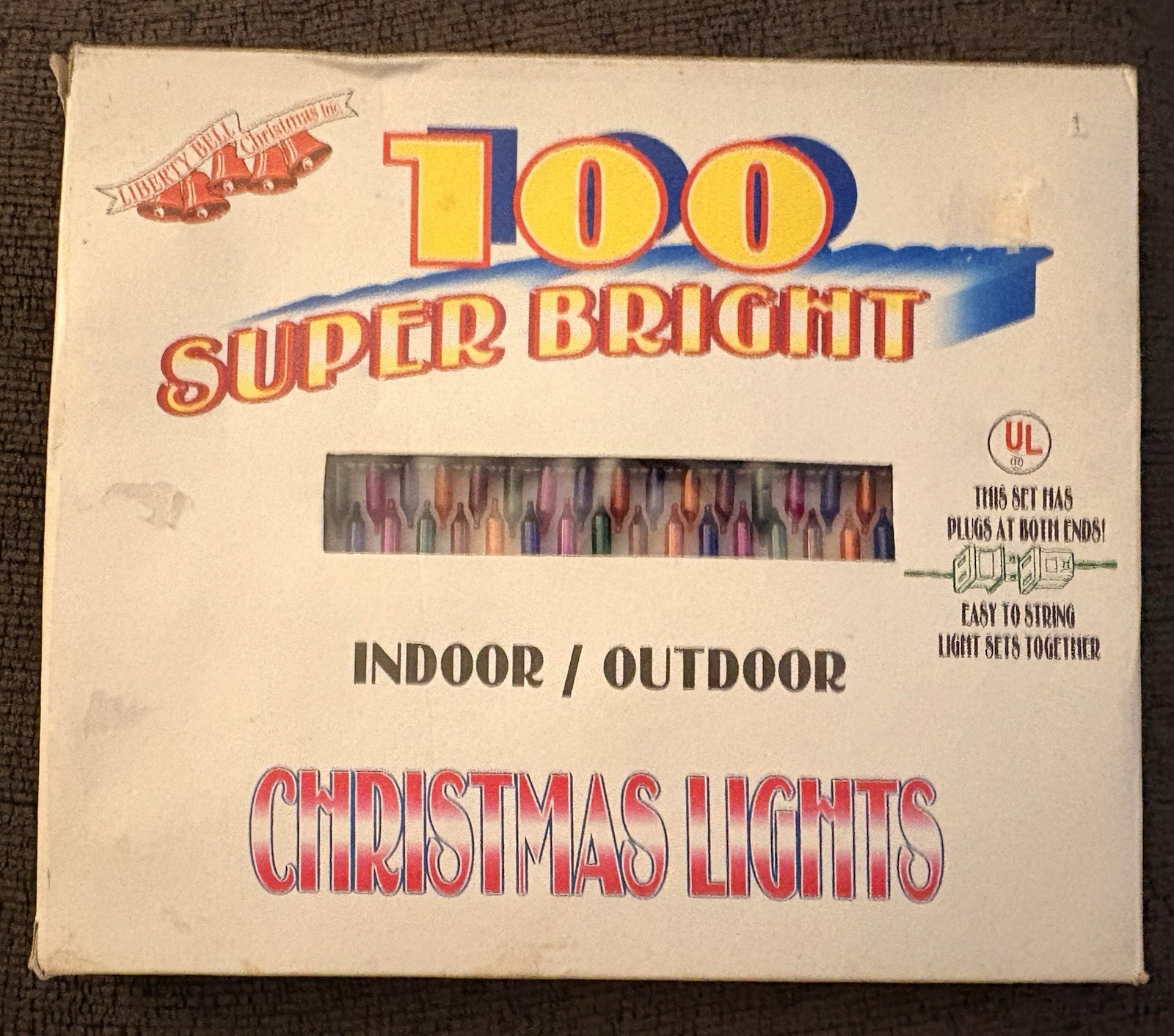 Vintage Liberty Bell 100 Super Bright Multicolor Christmas Lights – Original Box Vintage Liberty Bell 100 Super Bright Multicolor Christmas Lights – Original Box