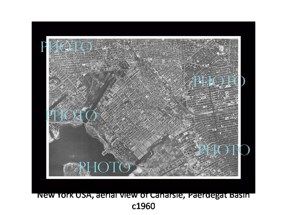 OLD LARGE HISTORIC PHOTO NEW YORK USA AERIAL VIEW CANARSIE PAERDEGAT BASIN 1960