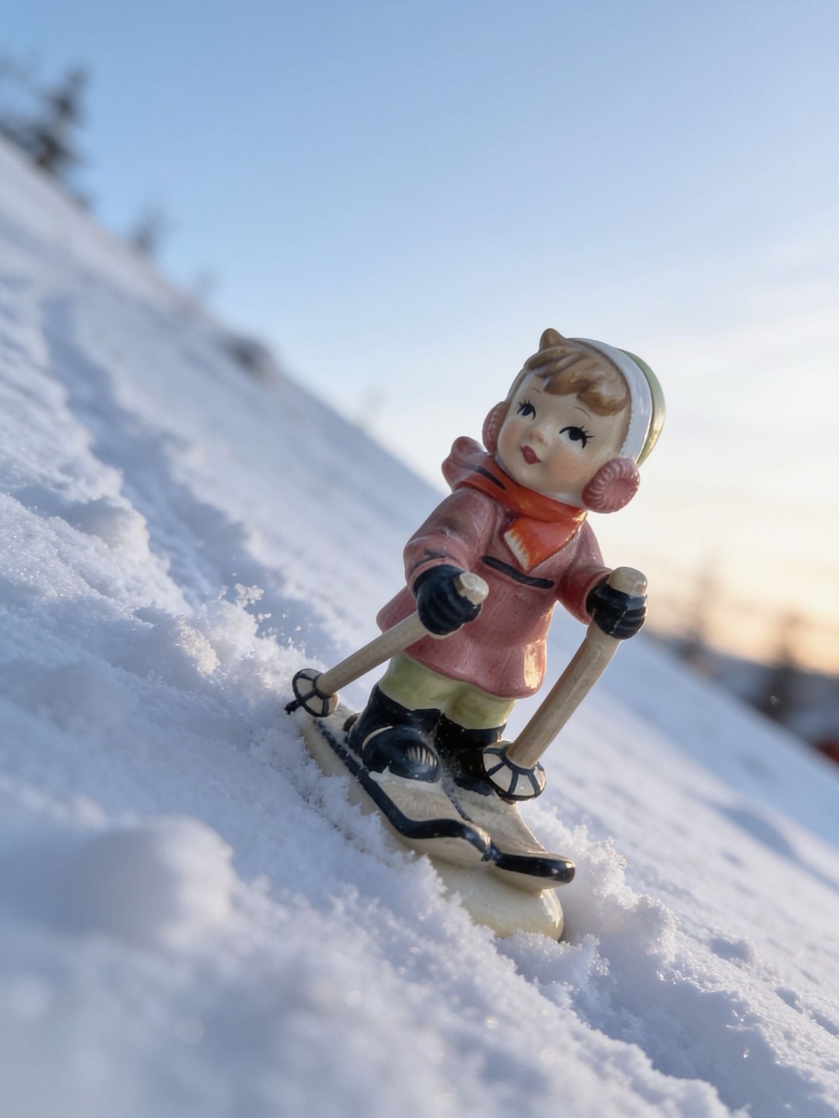 Vintage Erich Stauffer Designed Skier Porcelain Figurine Number 8588 Vintage Erich Stauffer Designed Skier Porcelain Figurine Number 8588