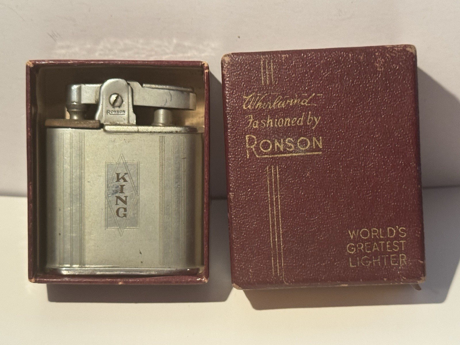 Vintage RONSON KING Cigarette Lighter In Original Box Vintage RONSON KING Cigarette Lighter In Original Box