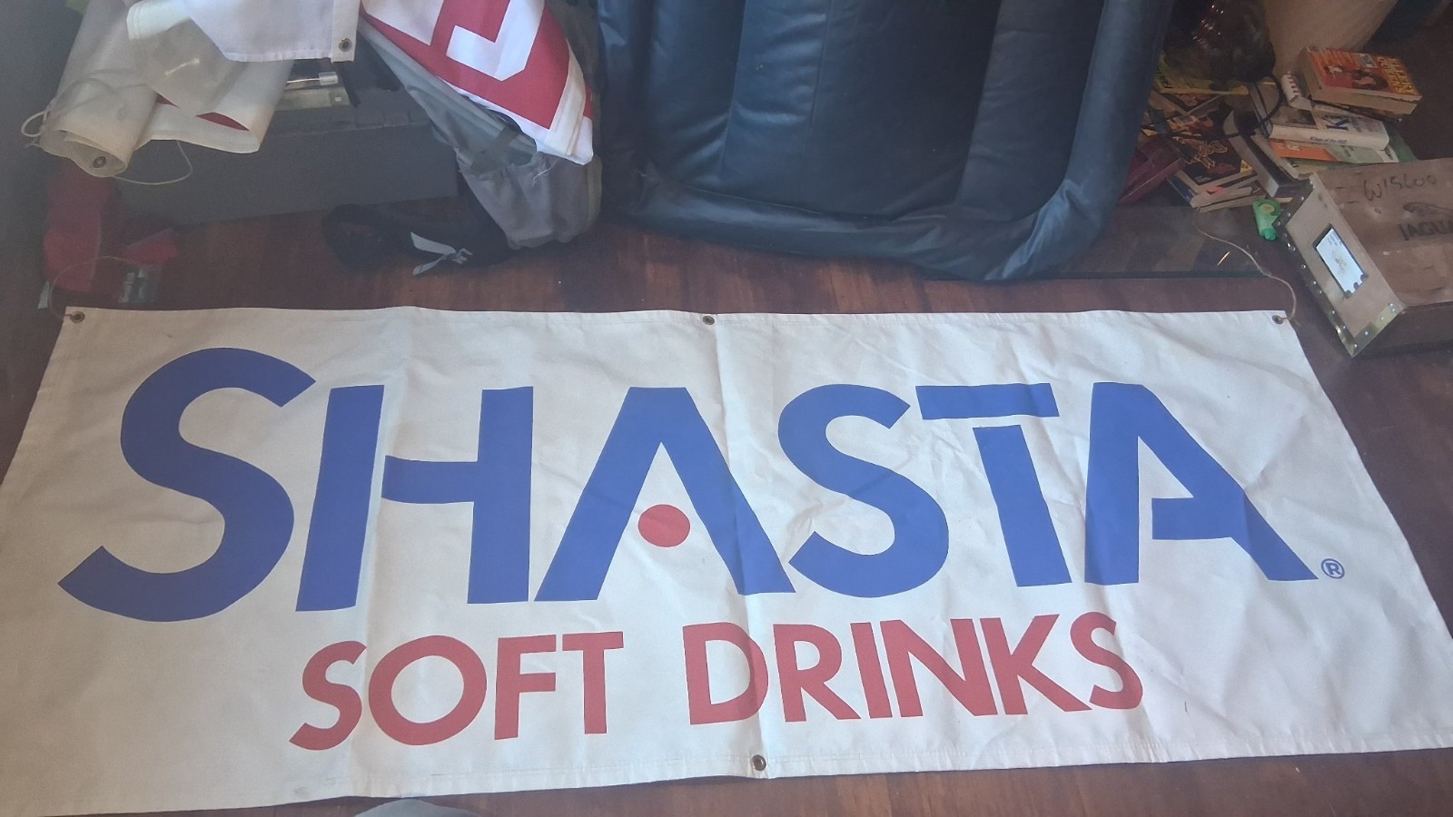 Vintage Shasta Soft Drinks Large 7 Ft Advertising Banner Vintage Shasta Soft Drinks Large 7 Ft Advertising Banner