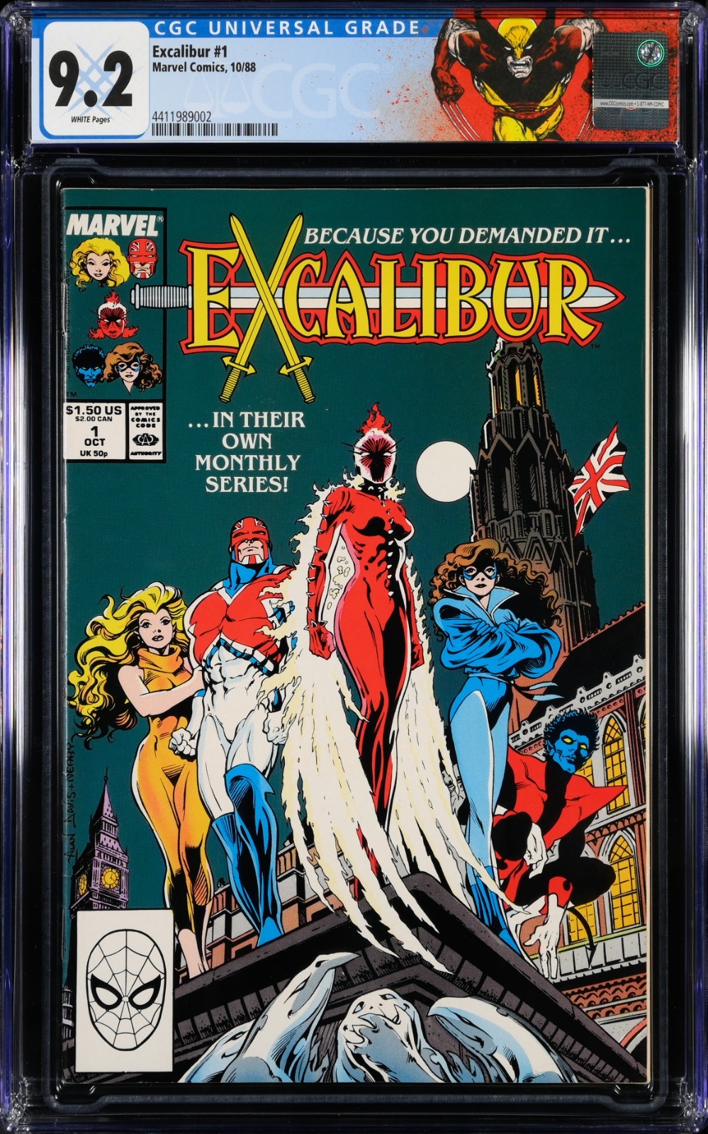 CGC 9.2 Excalibur 1 Marvel Comics 1988 Chris Claremont Alan Davis Nightcrawler