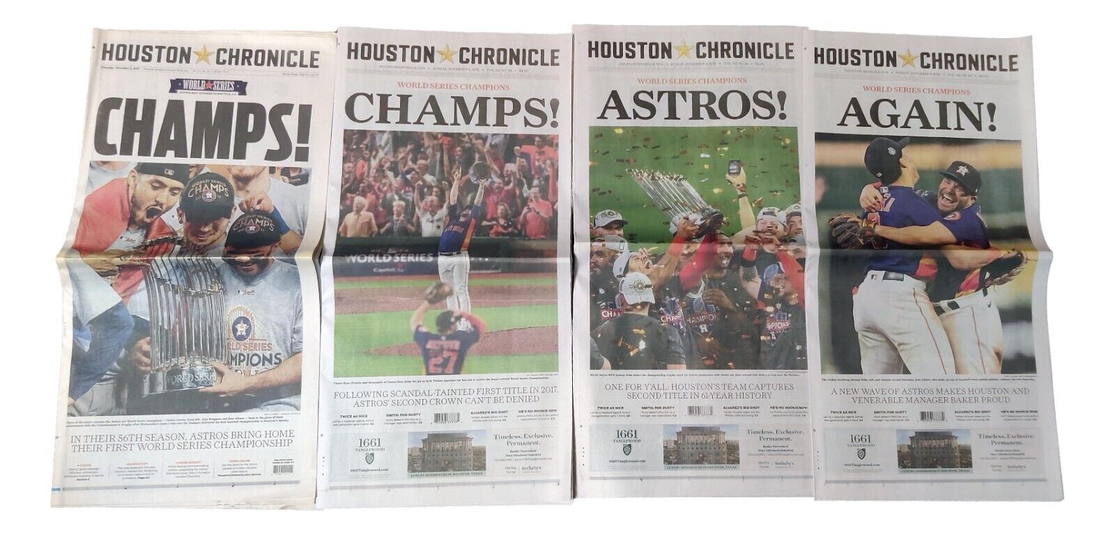 2022 & 2017 Houston Astros World Series Champions Houston Chronicle Newspaper