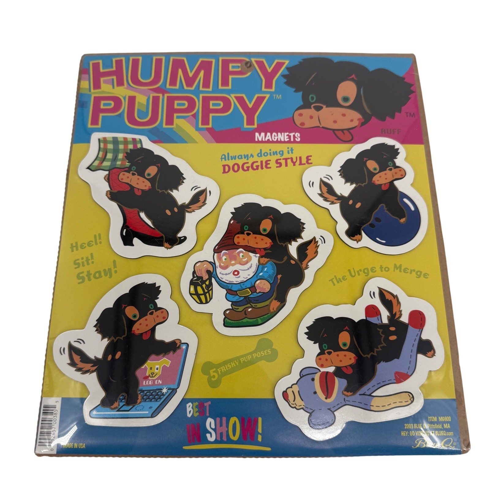 Blue Q Humpy Puppy Magnets 2003 Vintage Novelty Set 5 Frisky Poses MG900 NIP