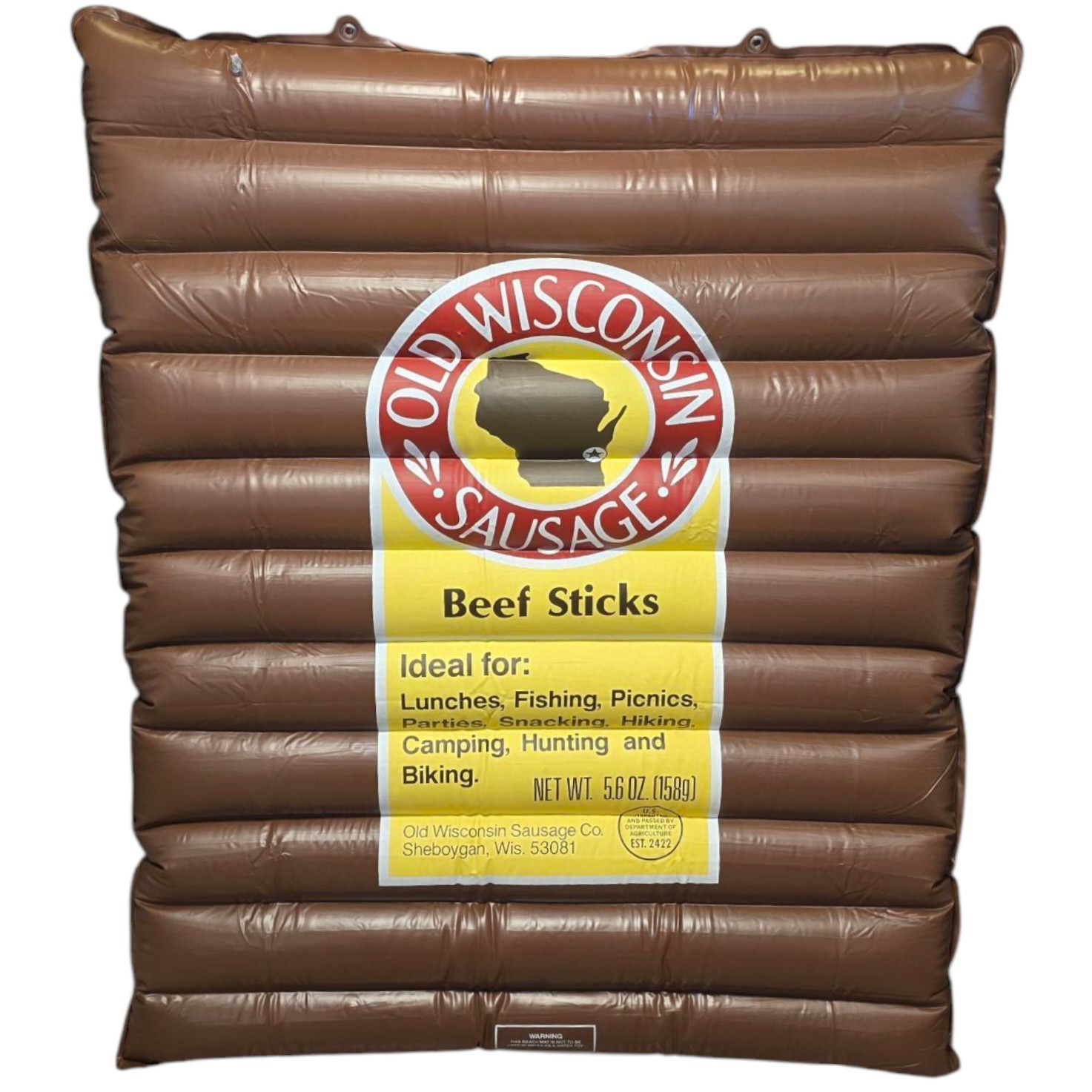 Vintage 1990s Old Wisconsin Sausage Promotional Inflatable Beach Mat NIP 53 X 42 Vintage 1990s Old Wisconsin Sausage Promotional Inflatable Beach Mat NIP 53 X 42