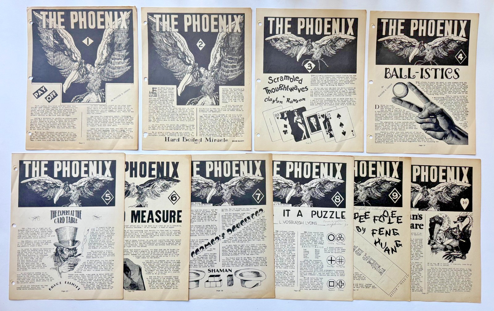 1942? Walter Gibson THE PHOENIX Magic Magazine #1-10 Magicians Illusions Cards 1942? Walter Gibson THE PHOENIX Magic Magazine #1-10 Magicians Illusions Cards