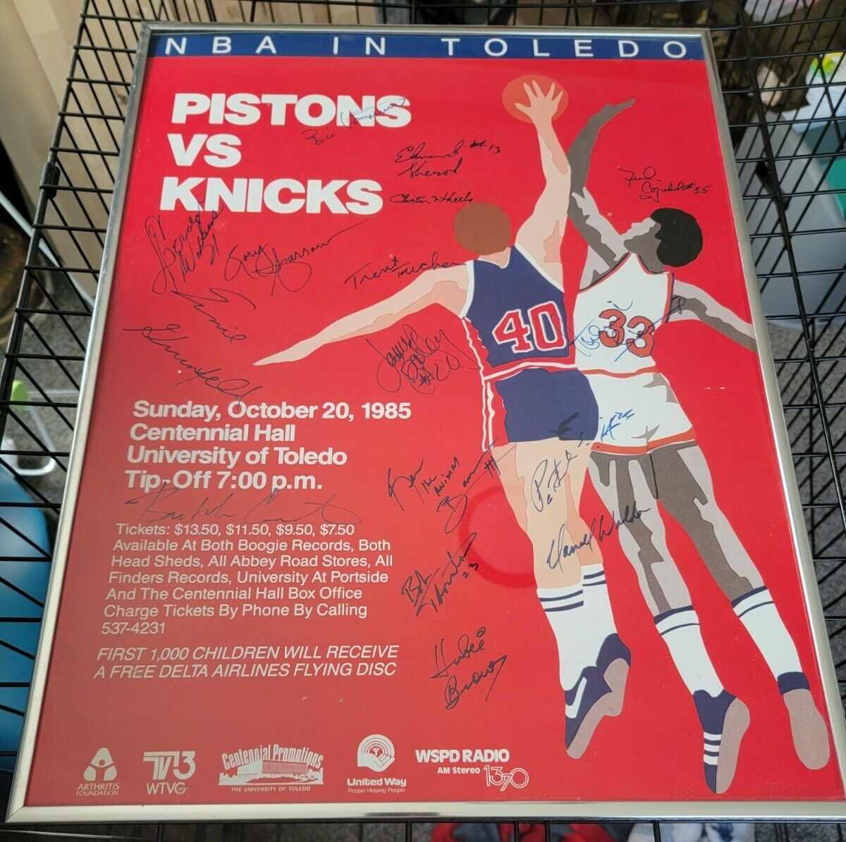 Patrick Ewing Signature And Others From 1985 New York Knicks Poster