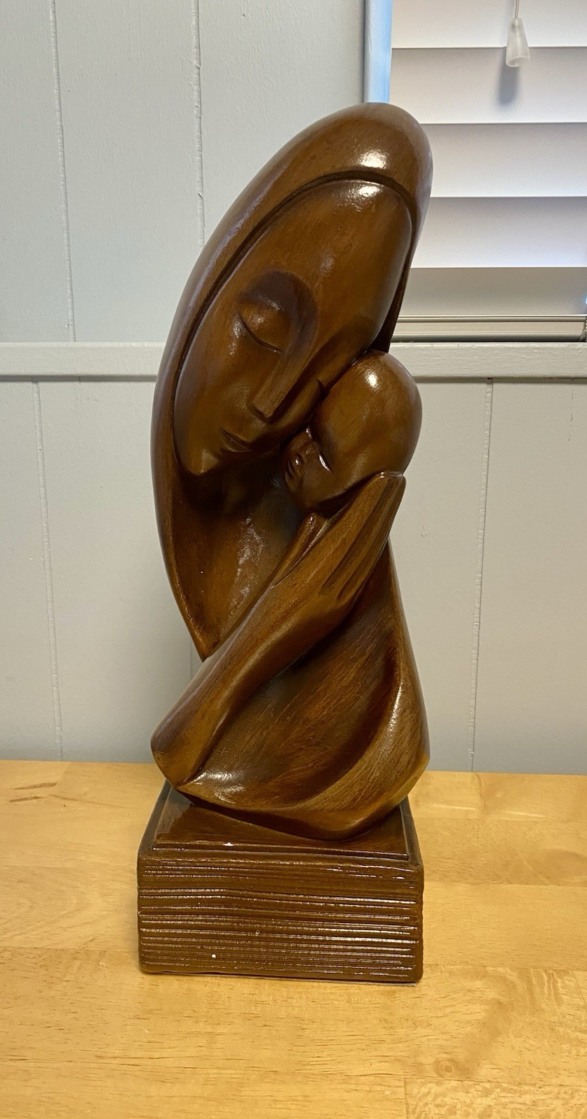 Vintage Hand Carved Wooden Mother & Child Sculpture, Figurine Folk Art Vintage Hand Carved Wooden Mother & Child Sculpture, Figurine Folk Art