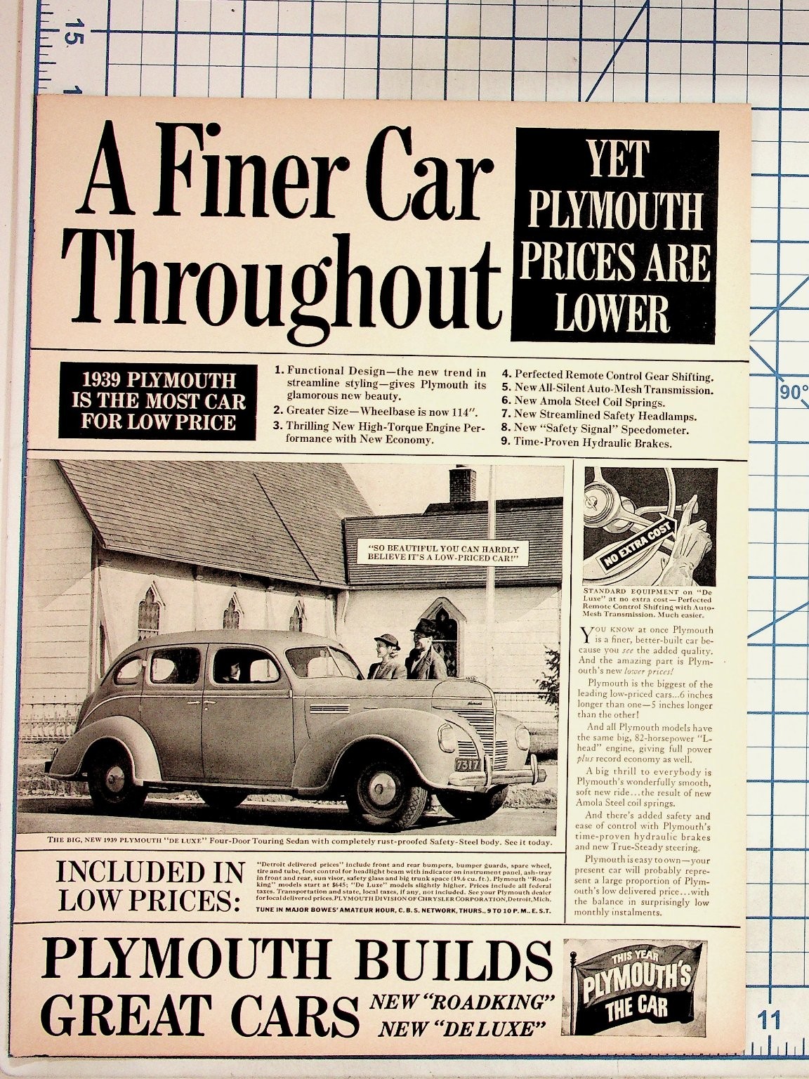 1939 Plymouth De Luxe Sedan Original Magazine Ad Vintage Car Ephemera 1939 Plymouth De Luxe Sedan Original Magazine Ad Vintage Car Ephemera