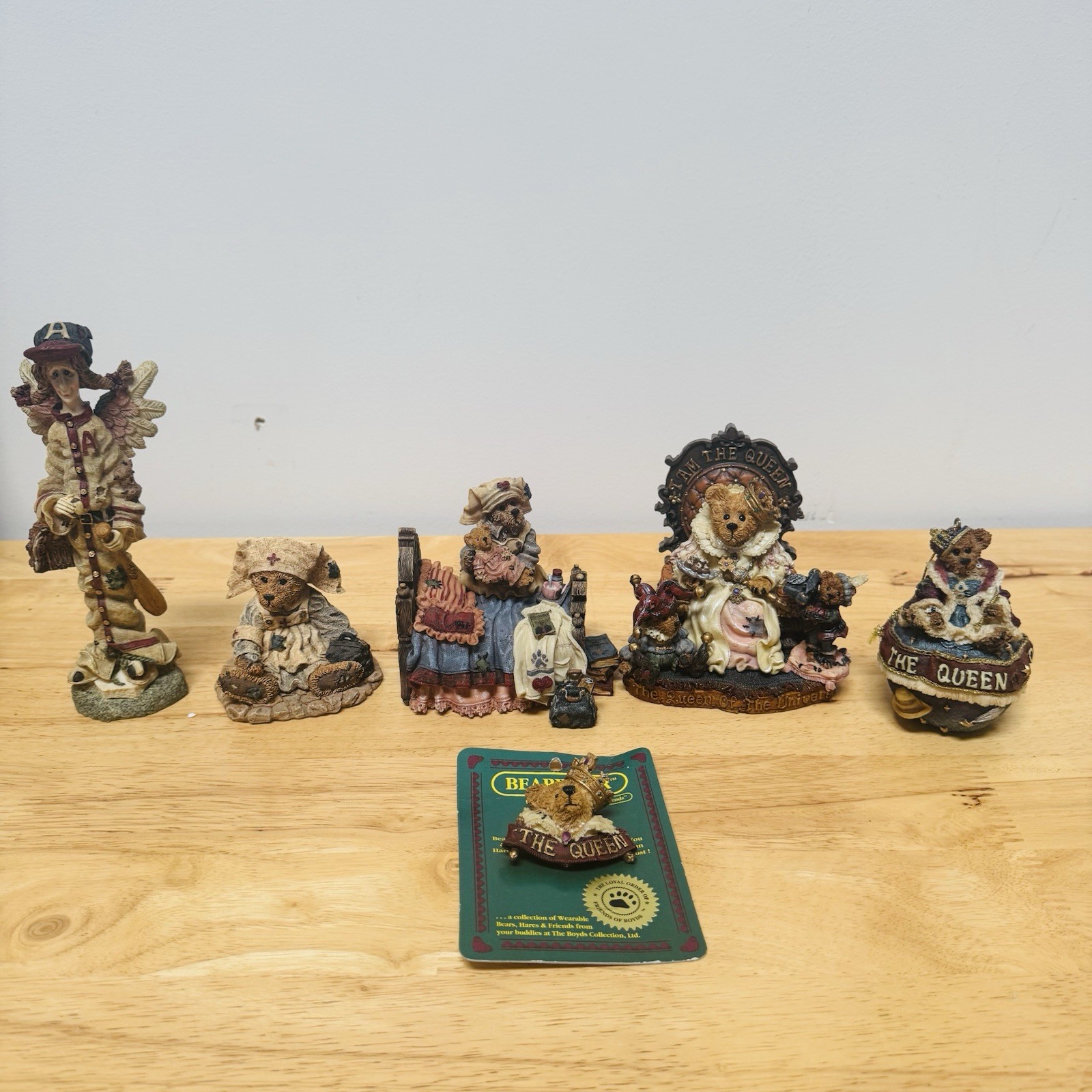 Boyds Bears & Friends Lot of 7 Figurines Queen Nurse Angel Music Box Pin 1990s