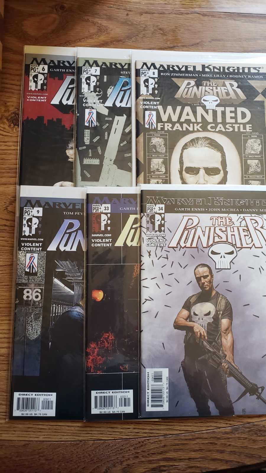 Punisher #6 7, 8, 9 33, 34, Marvel Knights Garth Ennis 6 Issue Lot Marvel 2001
