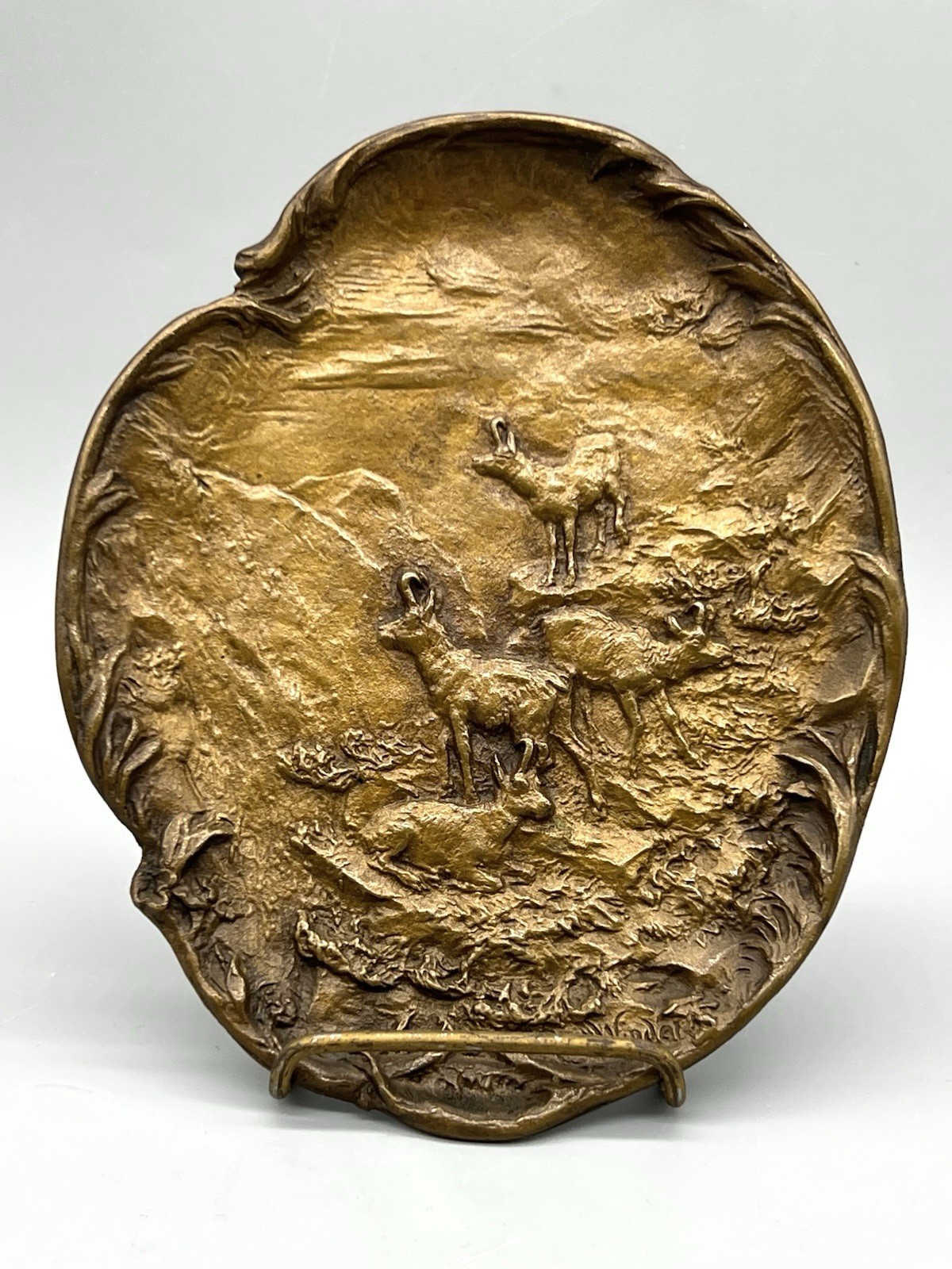 Antique 1800s Austrian Cold Painted Bronze Wall Plaque or Dish by Rudolf Winder Antique 1800s Austrian Cold Painted Bronze Wall Plaque or Dish by Rudolf Winder