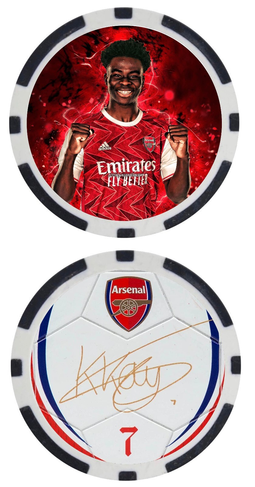 BUKAYO SAKA - ARSENAL - PREMIER LEAGUE - POKER CHIP -- ***SIGNED*** BUKAYO SAKA - ARSENAL - PREMIER LEAGUE - POKER CHIP -- ***SIGNED***