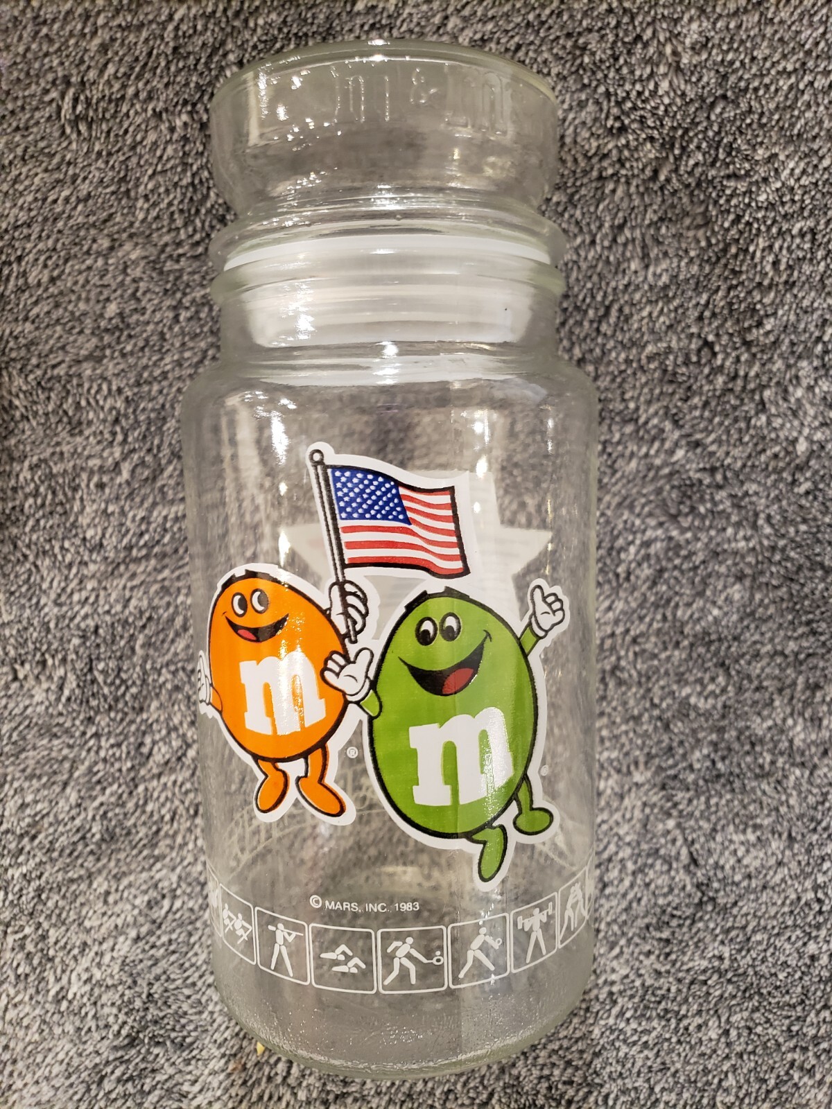 M&M’s XXIII LA Olympic Collectible Glass Candy Jar Mars with lid Vintage 1983 M&M’s XXIII LA Olympic Collectible Glass Candy Jar Mars with lid Vintage 1983