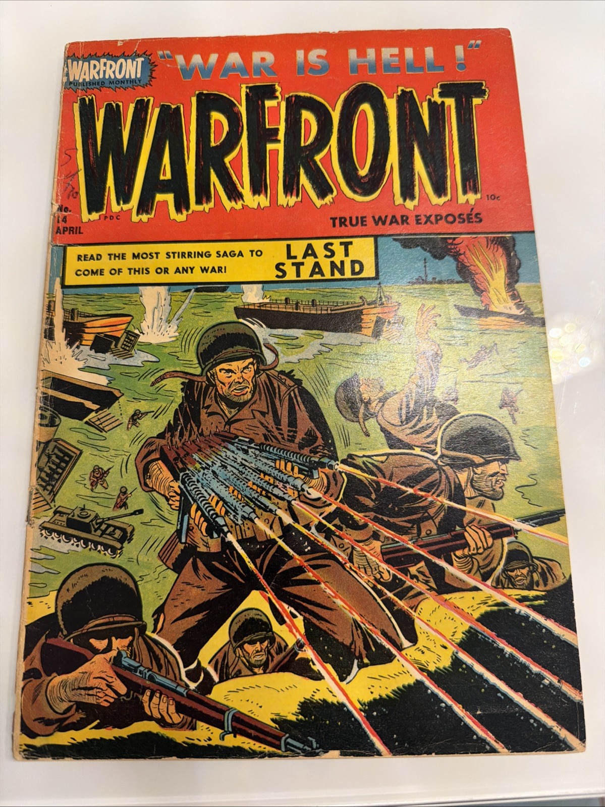 WARFRONT 14 (1953 Harvey) Pre-Code Golden Age War Comic Korean War Beach Cover WARFRONT 14 (1953 Harvey) Pre-Code Golden Age War Comic Korean War Beach Cover