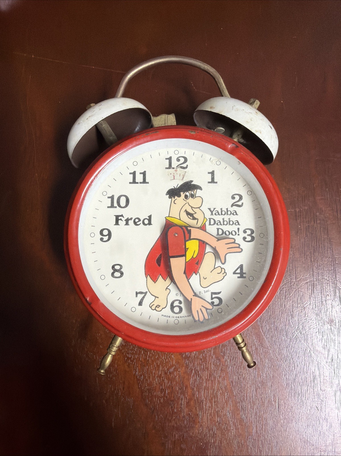 Vintage Fred Flintstone 1973 Wind Up Alarm Clock H.B.P Inc Germany Vintage Fred Flintstone 1973 Wind Up Alarm Clock H.B.P Inc Germany