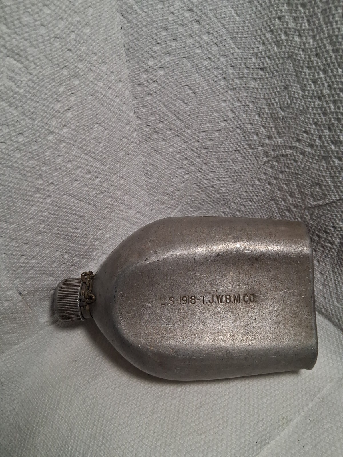 Pre-WWI US Aluminum Spun Canteen RIA Pre 1917 RARE VG COND Army USMC Pre-WWI US Aluminum Spun Canteen RIA Pre 1917 RARE VG COND Army USMC