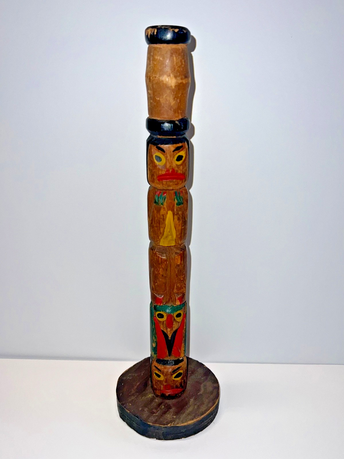 Fine Old Northwest Coast Salish or Nu-Chah-Nulth Indian Totem Candlestick; 1890s Fine Old Northwest Coast Salish or Nu-Chah-Nulth Indian Totem Candlestick; 1890s
