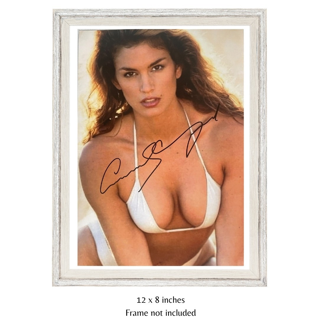 Cindy Crawford Hand Signed 12x8 Sexy Photo Autograph Iconic Model + Verified COA