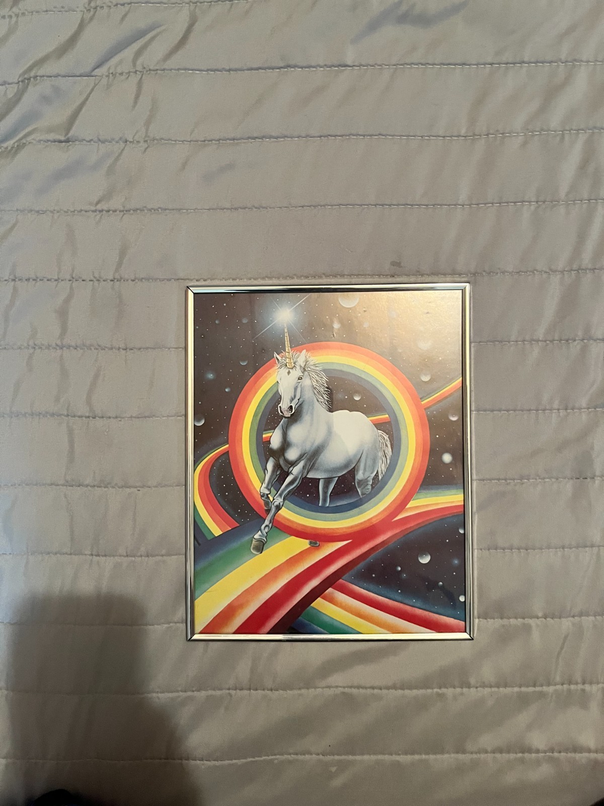 Vintage Unicorn Rainbow Framed Carnival Poster 10x8