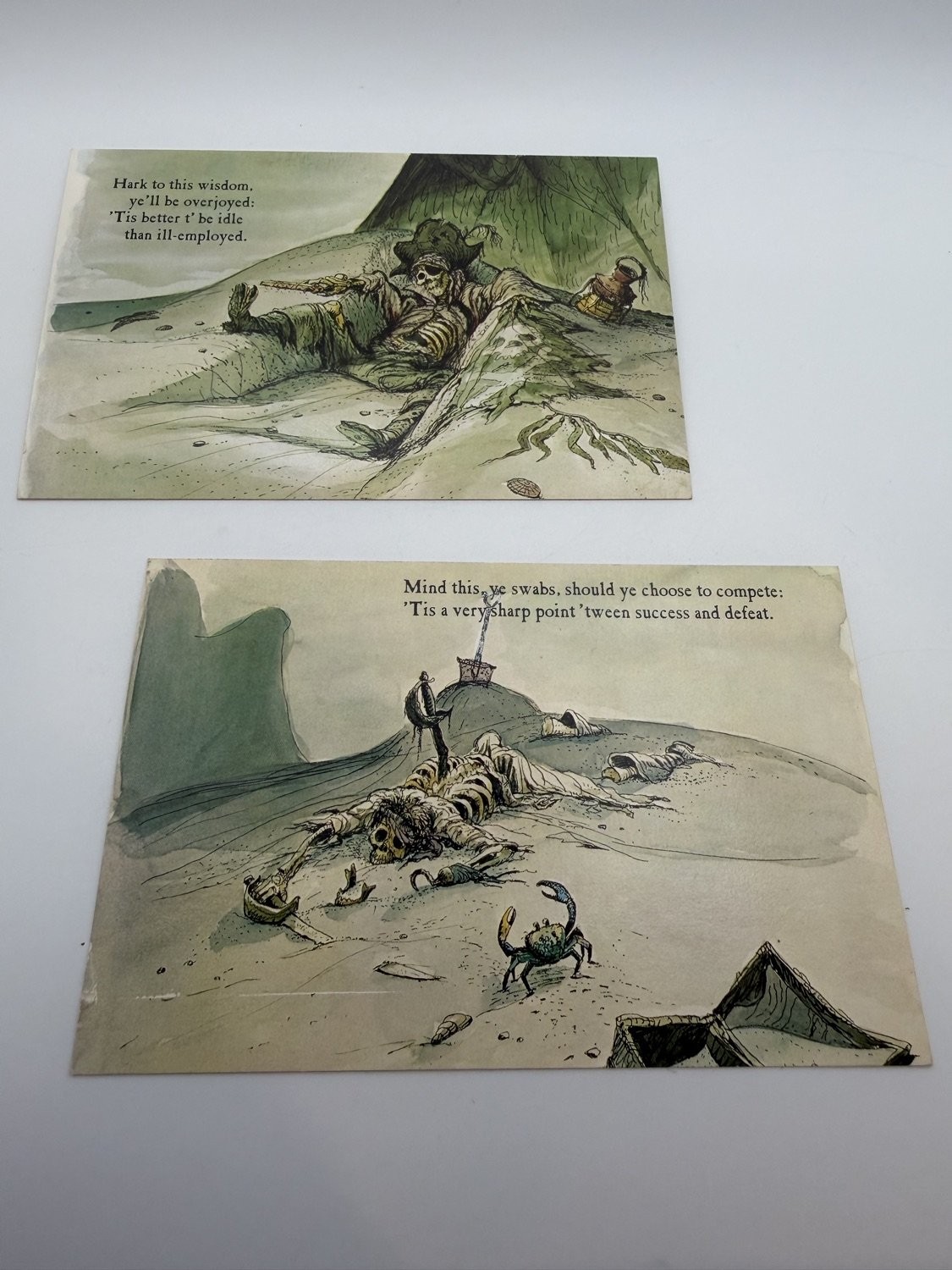 Vintage 1966 Disneyland Pirates of the Caribbean Concept Art Postcards Lot of 2 Vintage 1966 Disneyland Pirates of the Caribbean Concept Art Postcards Lot of 2