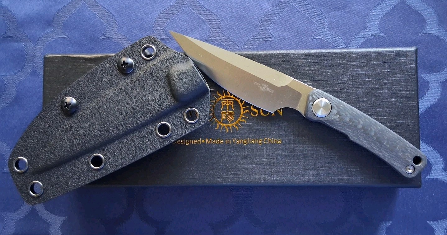 *NEW*🔥 TWO SUN Mini Fixed Blade w/ Carbon Fiber Hand & M390 Blade TS540-M390-KS