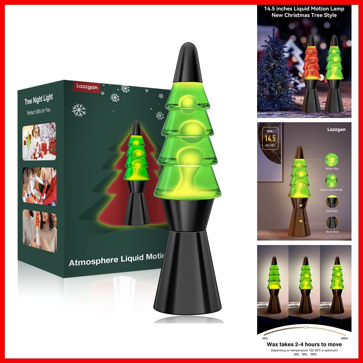 Lazzgan Christmas Tree Liquid Motion Lamps - 14.5 Inch Black Large Christmas Lazzgan Christmas Tree Liquid Motion Lamps - 14.5 Inch Black Large Christmas