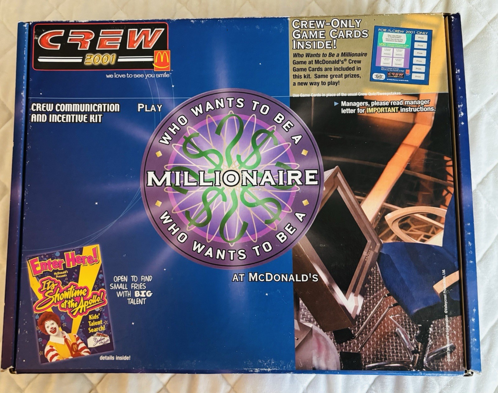 McDonalds Crew 2001 Millionaire Promo Kit Lapel Pins Game Cards Box Lot