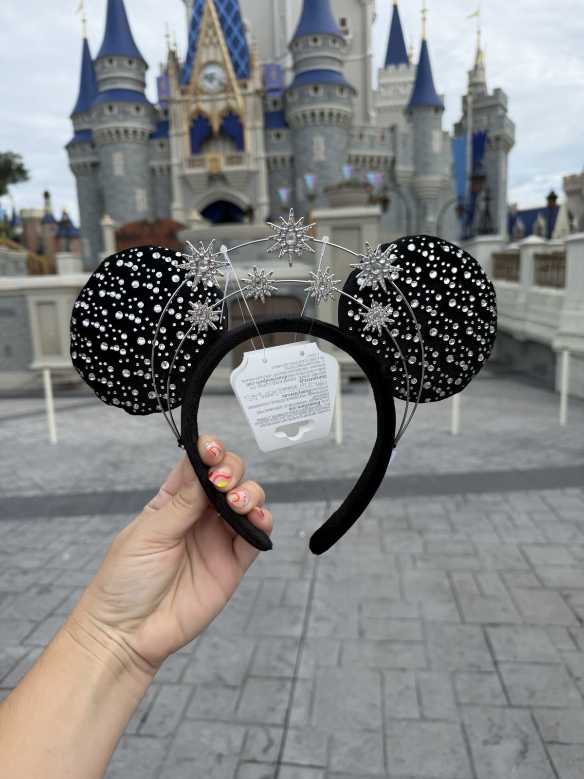 Disney Parks 2026 Black Silver Rhinestone Crown Mickey Minnie Ear Headband New Disney Parks 2026 Black Silver Rhinestone Crown Mickey Minnie Ear Headband New