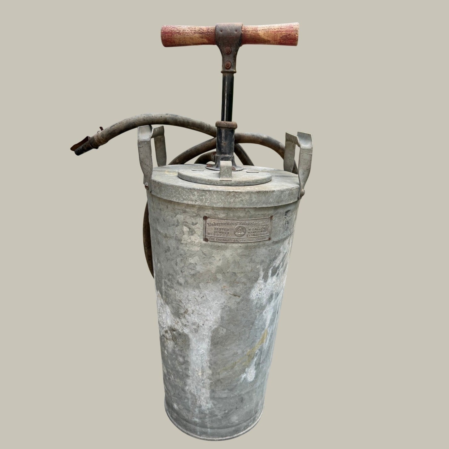 Antique Cincinnati Galvanizing 4 Gal Pump Fire Extinguisher UL Tested 1920s-40s