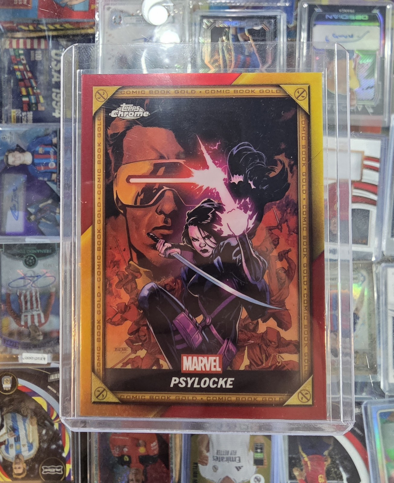 2025 Topps Chrome Deadpool PSYLOCKE Comic Book Gold Red Refractor 1/5 #CB-29 2025 Topps Chrome Deadpool PSYLOCKE Comic Book Gold Red Refractor 1/5 #CB-29