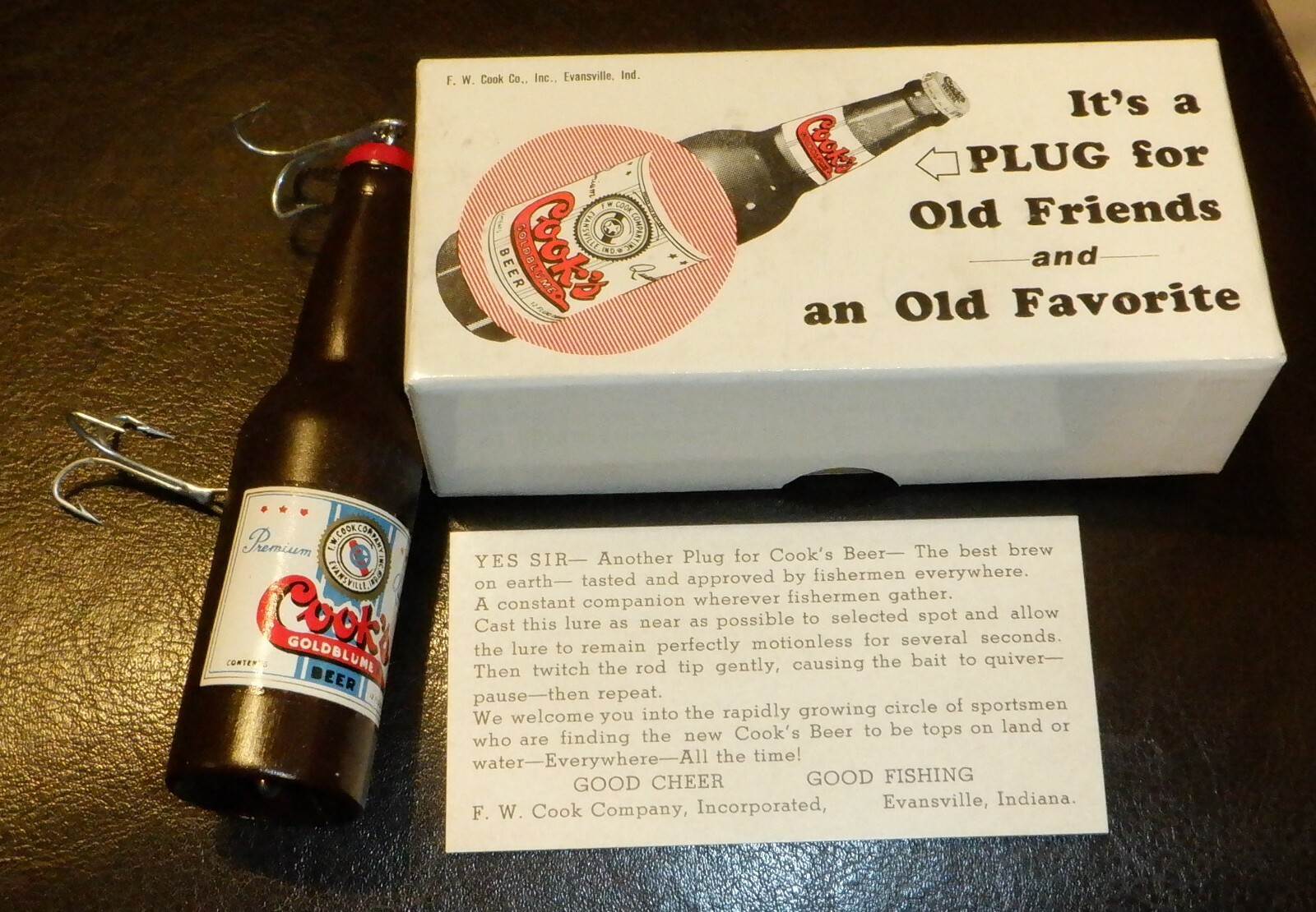 NIB Cook\'s Beer Bottle Fishing Lure - 1950\'s Tony Hulman Estate - NOS - Indy 500 NIB Cook\'s Beer Bottle Fishing Lure - 1950\'s Tony Hulman Estate - NOS - Indy 500