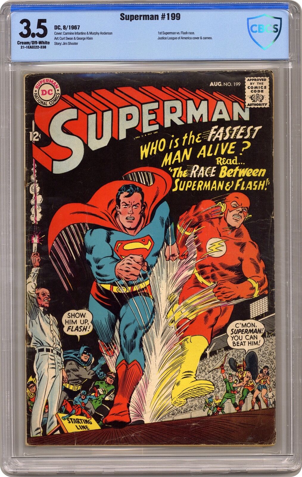 Superman #199 CBCS 3.5 1967 21-1EAEE22-338 1st Superman vs Flash race
