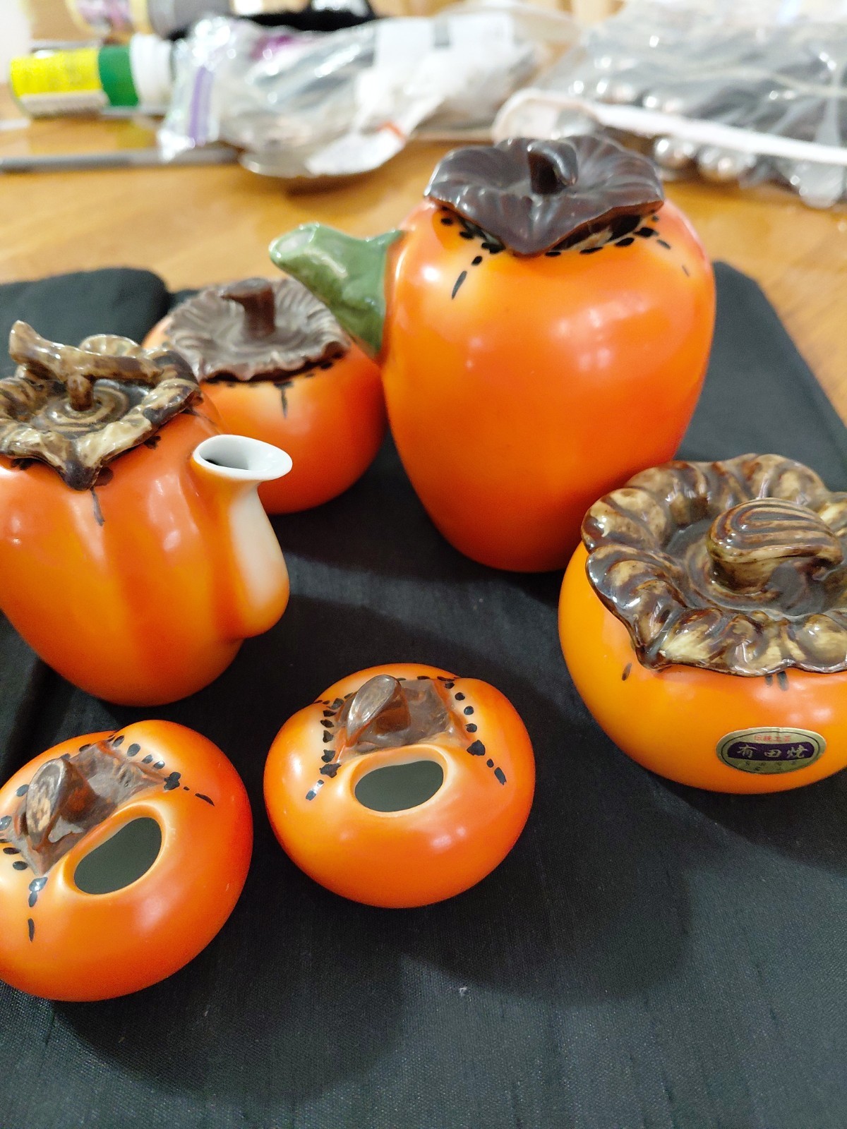 Vintage Japanese Arita Ware Persimmon Set Vintage Japanese Arita Ware Persimmon Set