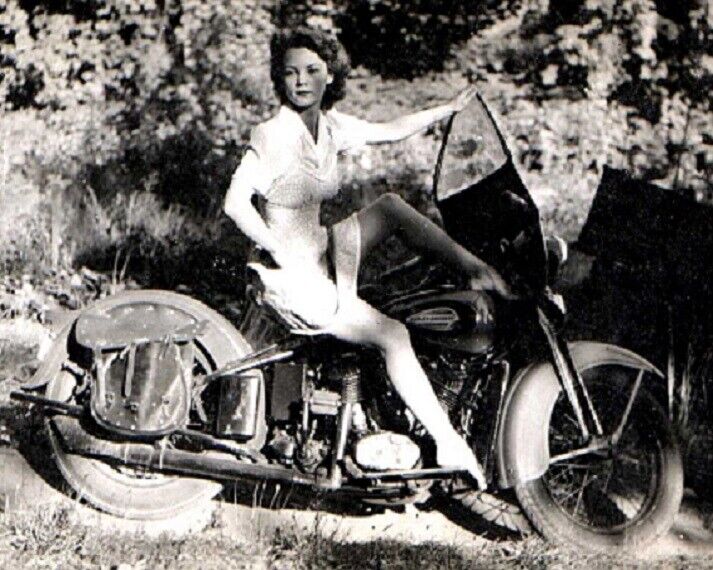  Vintage Harley-Davidson with Pin-up Beautiful Woman 8x10 Photo 8